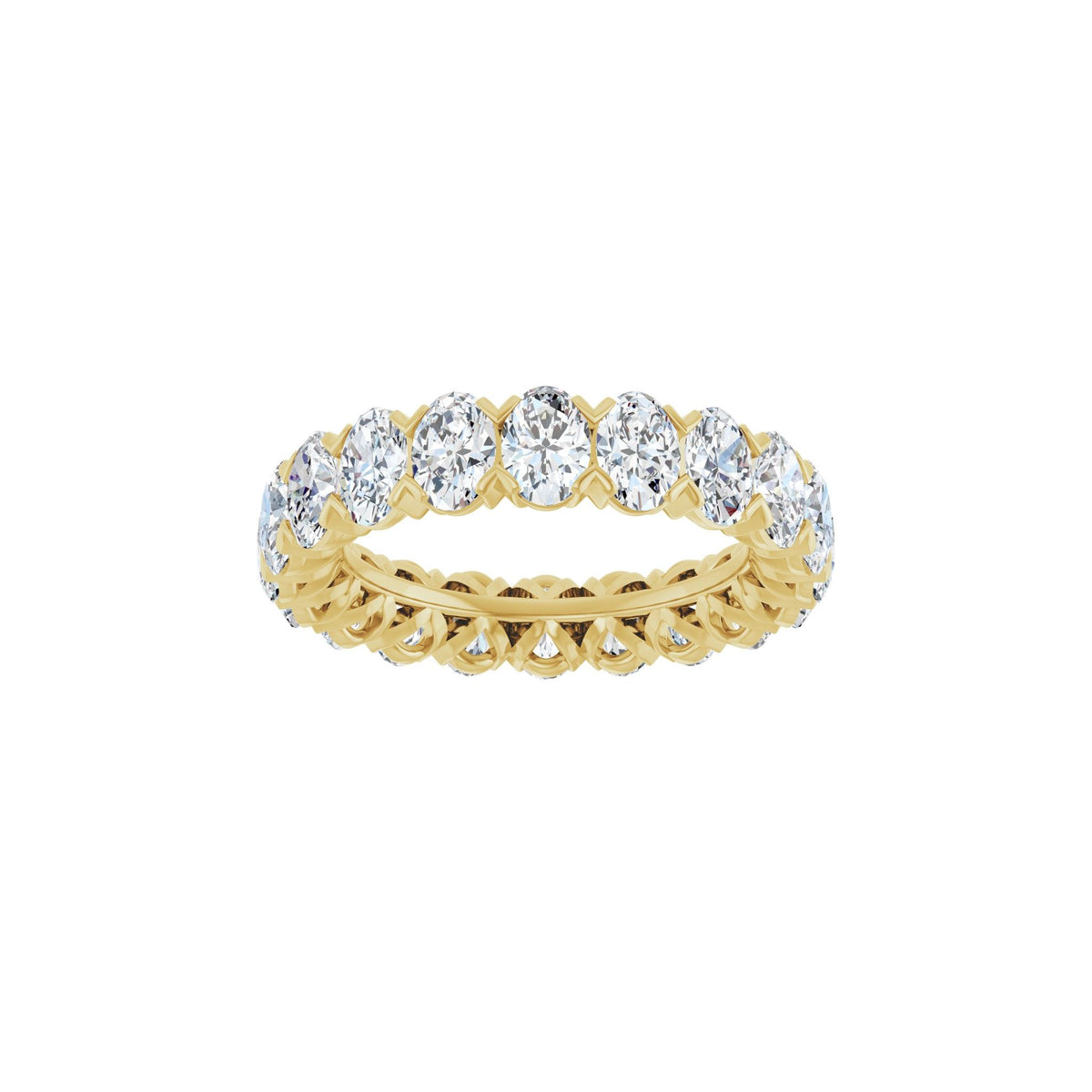 Oval Lab-Grown Diamond Low Profile V-Prong Eternity Band in 14K Gold - 14K Yellow Gold