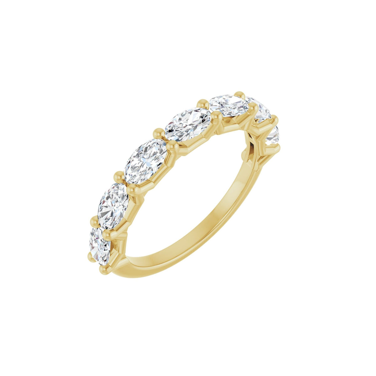 Oval Lab-Grown Diamond Shared-Prong Half Eternity Band in 14K Gold, 1 1/3 to 2 1/5 CT TW - 14K Yellow Gold