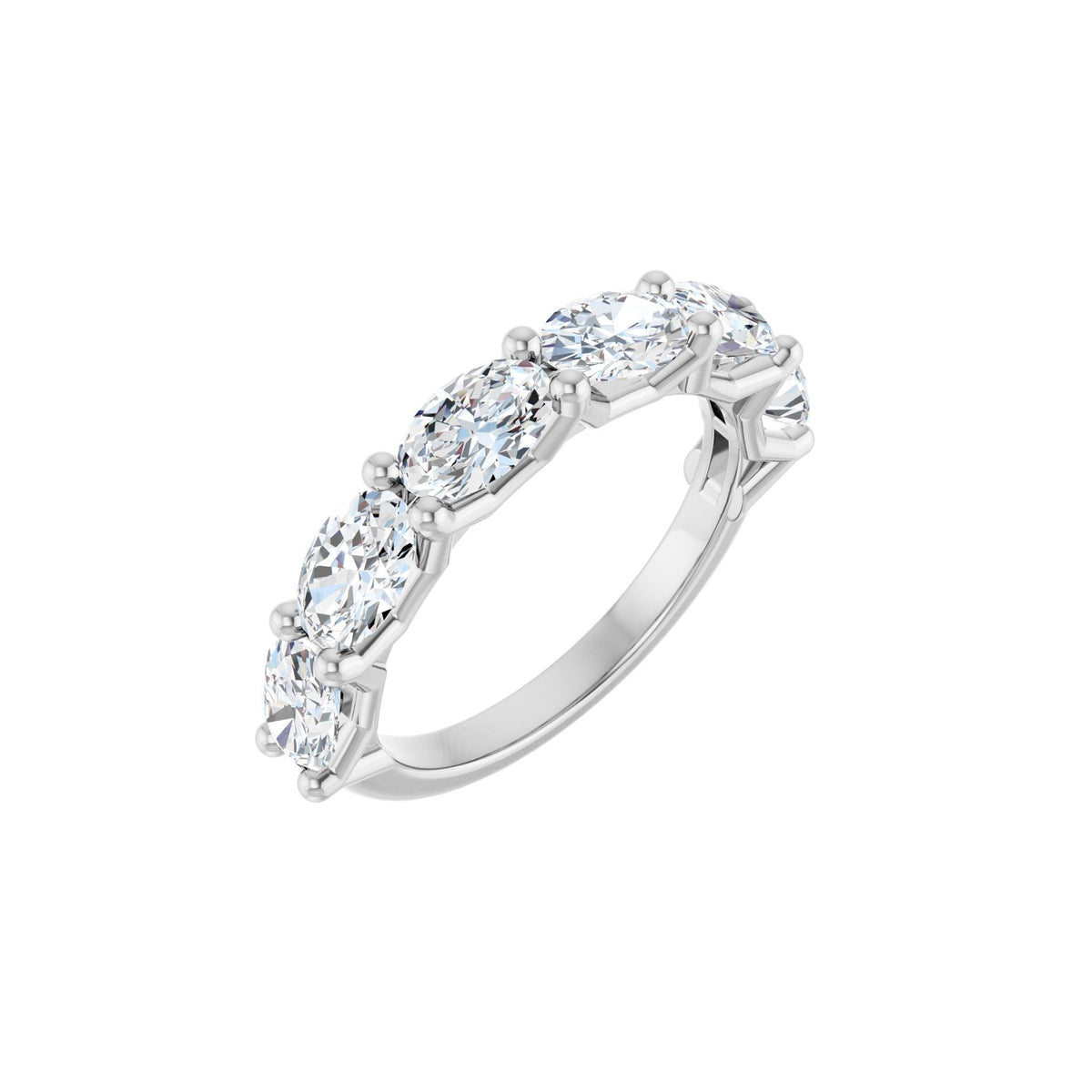 Oval Lab-Grown Diamond Shared-Prong Half Eternity Band in 14K Gold, 1 1/3 to 2 1/5 CT TW - 14K White Gold