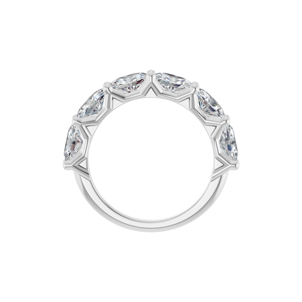 Oval Lab-Grown Diamond Shared-Prong Half Eternity Band in 14K Gold, 1 1/3 to 2 1/5 CT TW - 14K White Gold