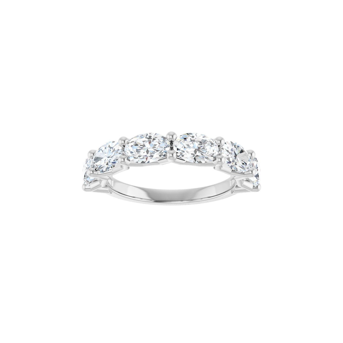 Oval Lab-Grown Diamond Shared-Prong Half Eternity Band in 14K Gold, 1 1/3 to 2 1/5 CT TW - 14K White Gold
