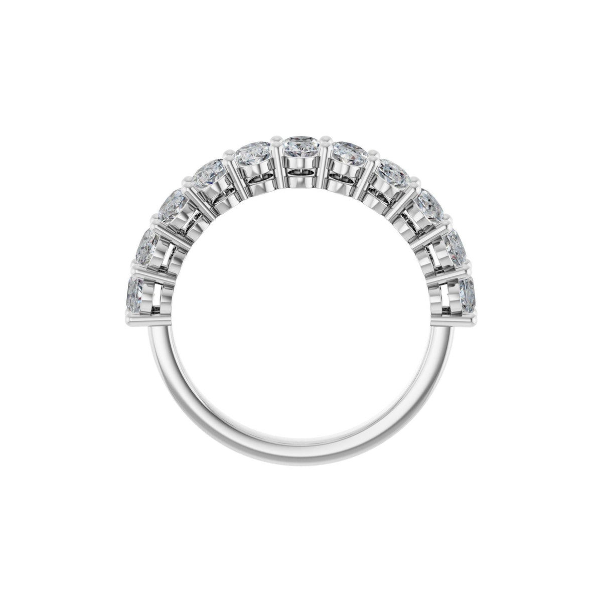 Oval Lab-Grown Diamond Shared-Prong Half Eternity Band in 14K Gold, 2 3/4 CT TW - 14K White Gold