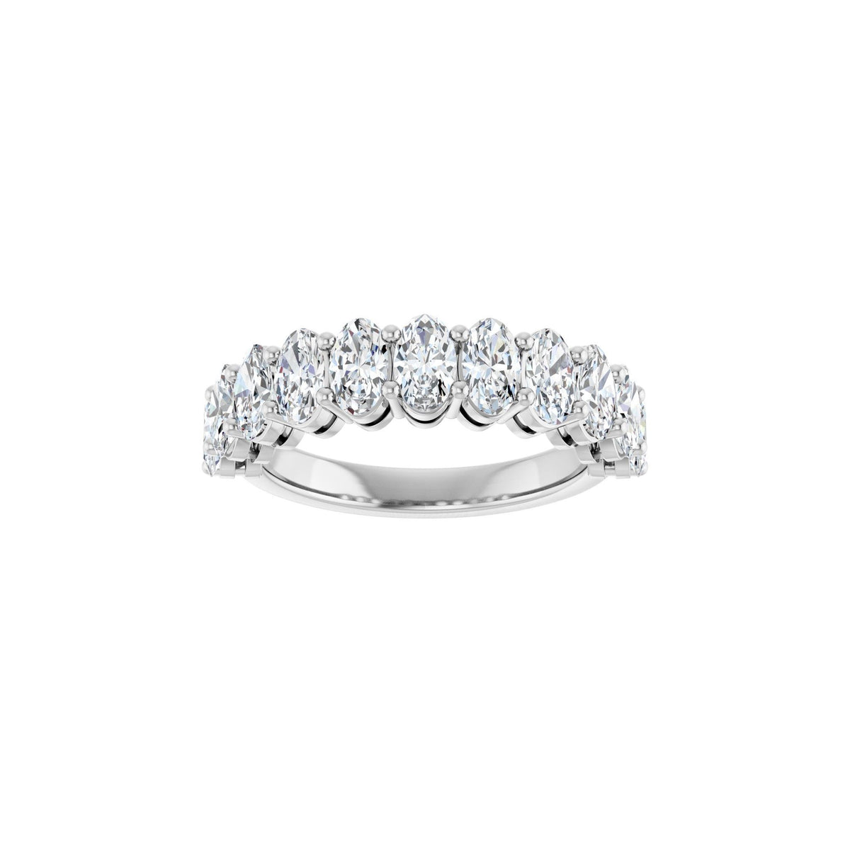 Oval Lab-Grown Diamond Shared-Prong Half Eternity Band in 14K Gold, 2 3/4 CT TW - 14K White Gold
