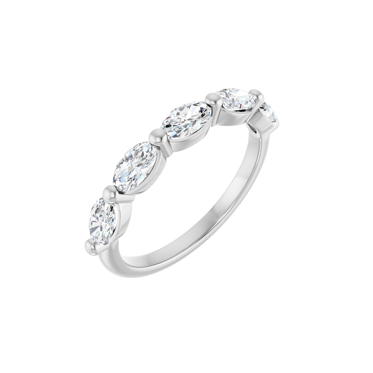Oval Lab-Grown Diamond Shared-Prong Half Eternity Band in 14K Gold, 9/10 to 1 7/8 CT TW - 14K White Gold