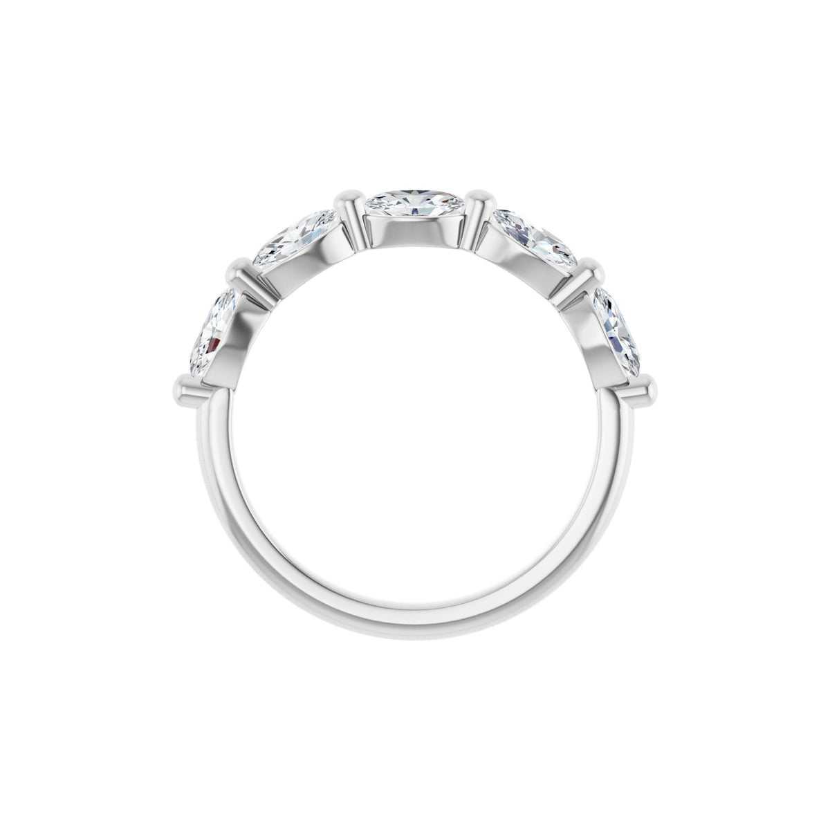 Oval Lab-Grown Diamond Shared-Prong Half Eternity Band in 14K Gold, 9/10 to 1 7/8 CT TW - 14K White Gold