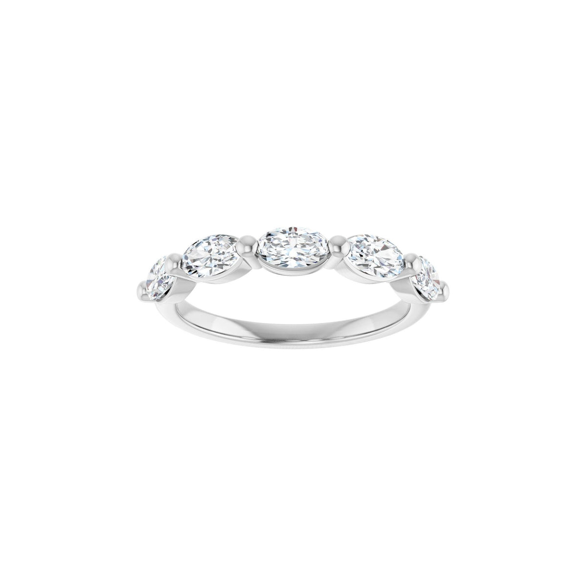 Oval Lab-Grown Diamond Shared-Prong Half Eternity Band in 14K Gold, 9/10 to 1 7/8 CT TW - 14K White Gold