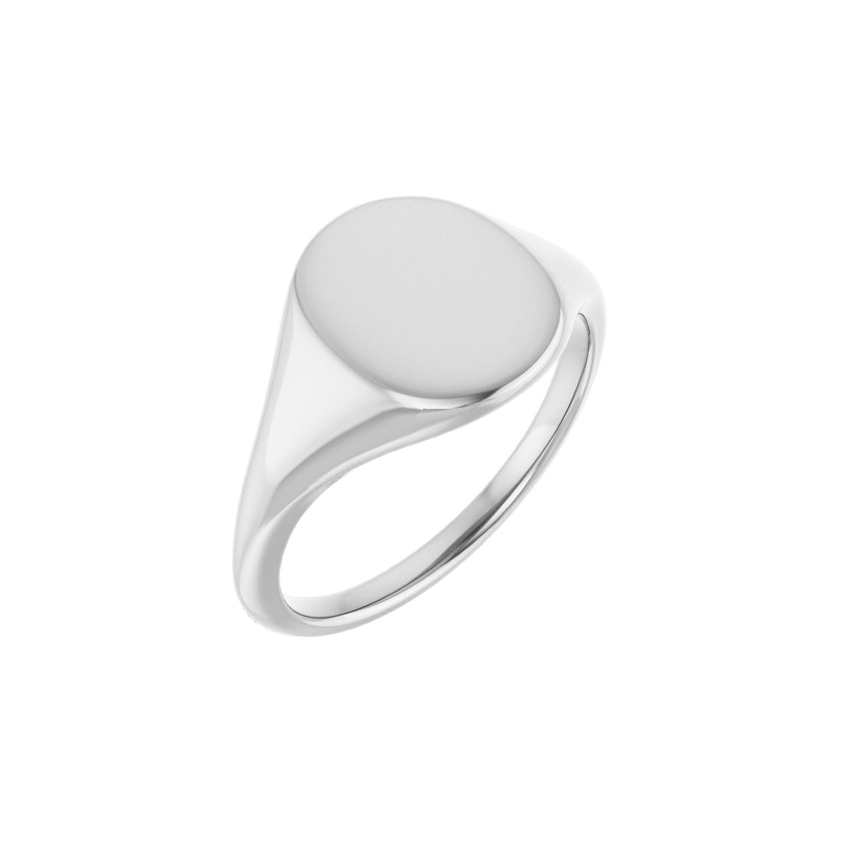 Oval Signet Ring in 14K & 18K Gold No. 1 - 14K White Gold