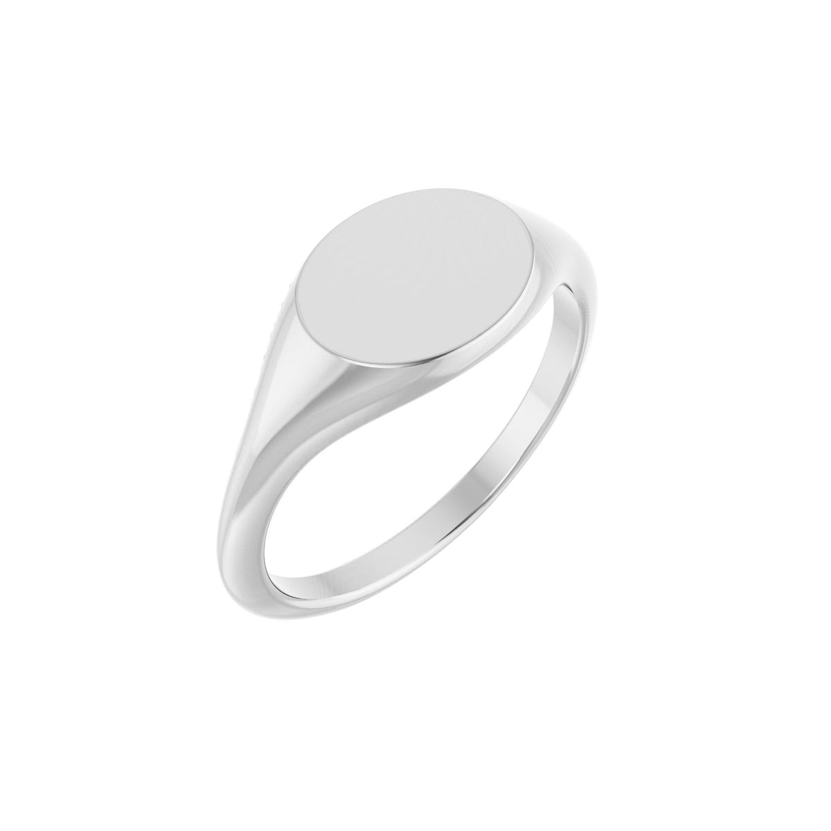 Oval Signet Ring in 14K & 18K Gold No. 3 - 14K White Gold