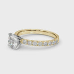 Gold ring with a diamond on a white background | Accented Engagement Ring by Picasso Gold & Diamond Jewelry | Chicago Engagement Rings Jewelers Shipping across the USA