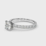 14K White Gold ring with a diamond on a white background | Accented Engagement Ring by Picasso Gold & Diamond Jewelry | Chicago Engagement Rings Jewelers Shipping across the USA
