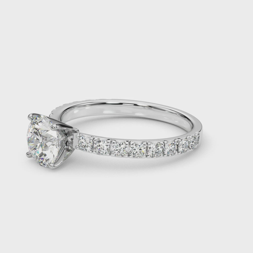 14K White Gold ring with a diamond on a white background | Accented Engagement Ring by Picasso Gold & Diamond Jewelry | Chicago Engagement Rings Jewelers Shipping across the USA