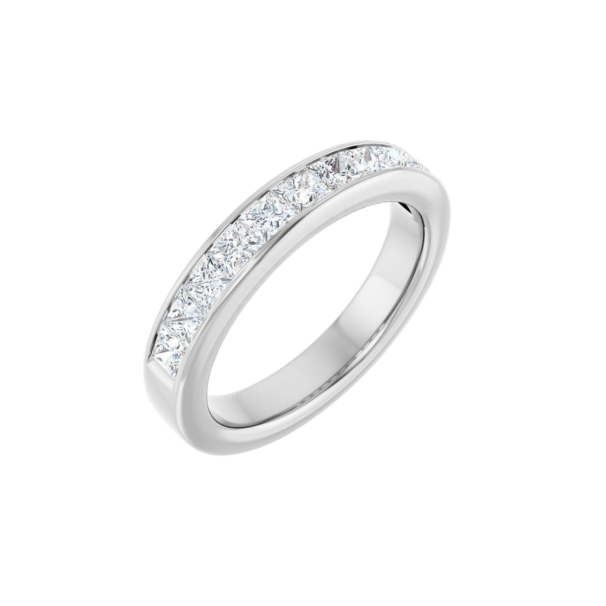 Princess Diamond Channel-Set Half Eternity Band in 14K Gold - 14K White Gold