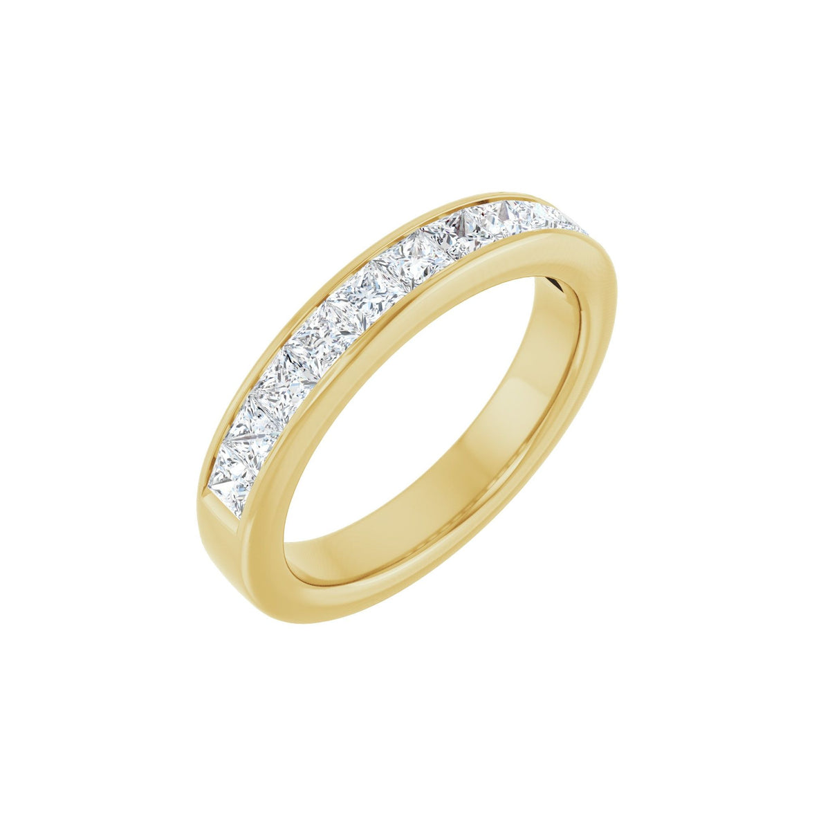 Princess Diamond Channel-Set Half Eternity Band in 14K Gold - 14K Yellow Gold