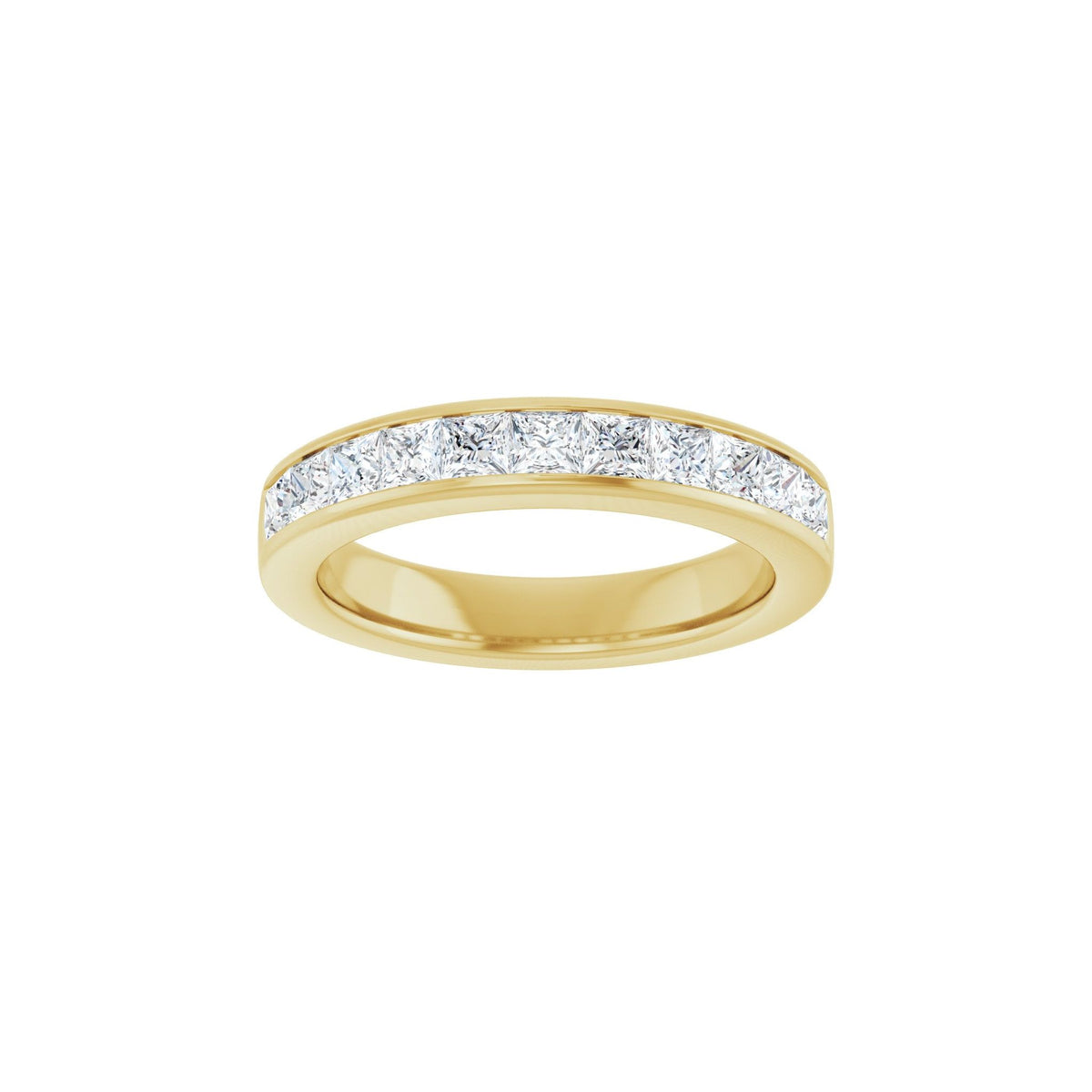 Princess Diamond Channel-Set Half Eternity Band in 14K Gold - 14K Yellow Gold