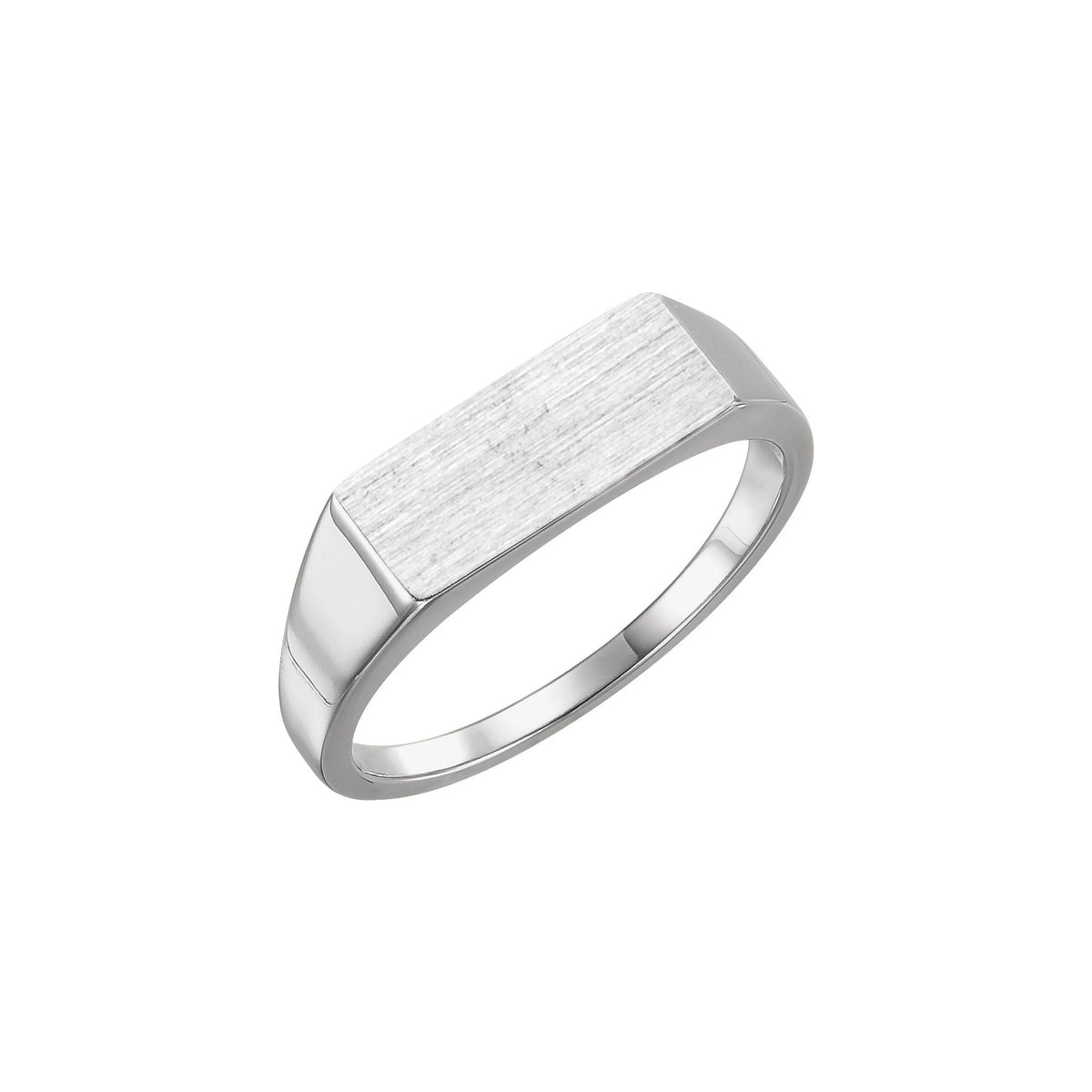 Rectangle Signet Ring in 14K Gold - 14K White Gold