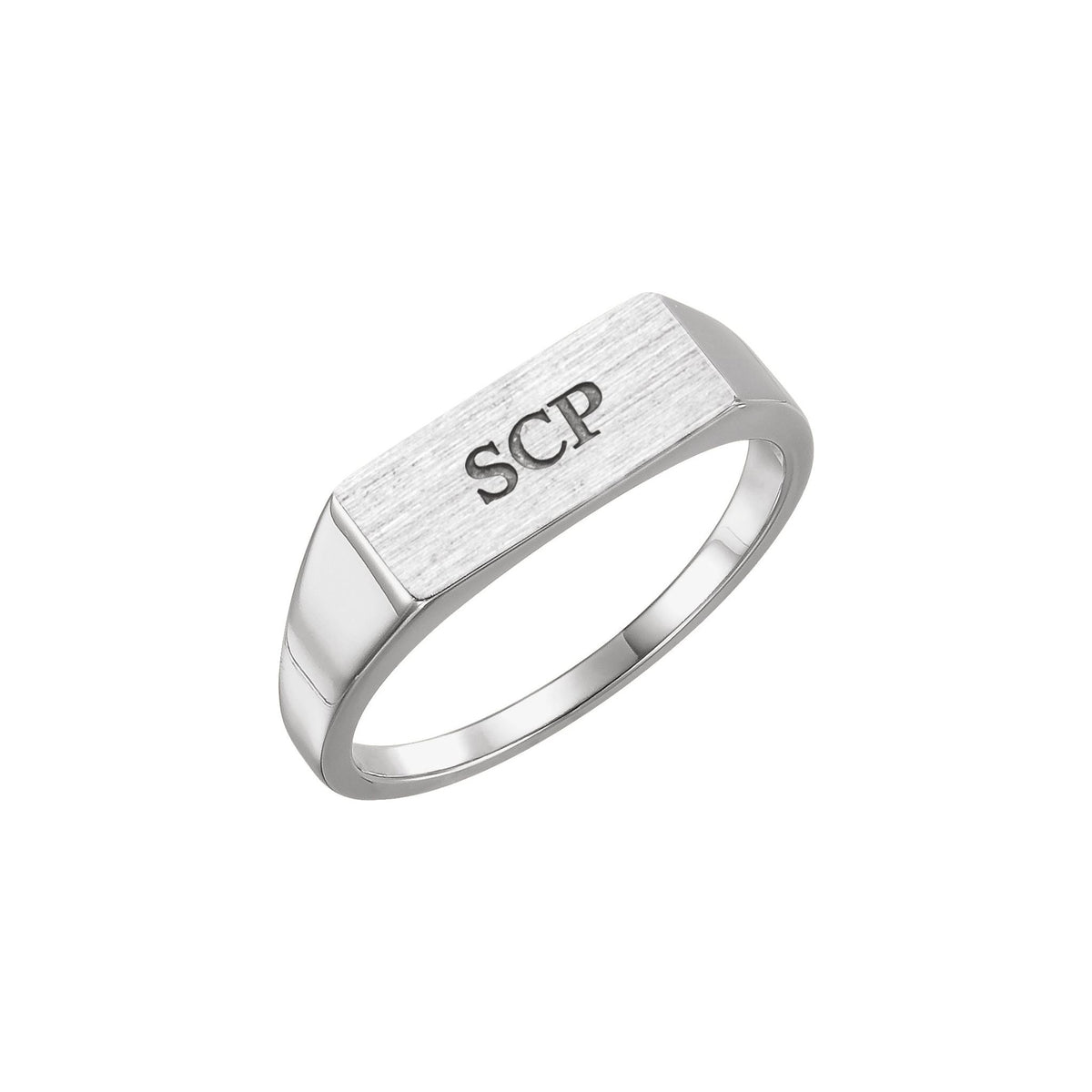 Rectangle Signet Ring in 14K Gold - 14K White Gold