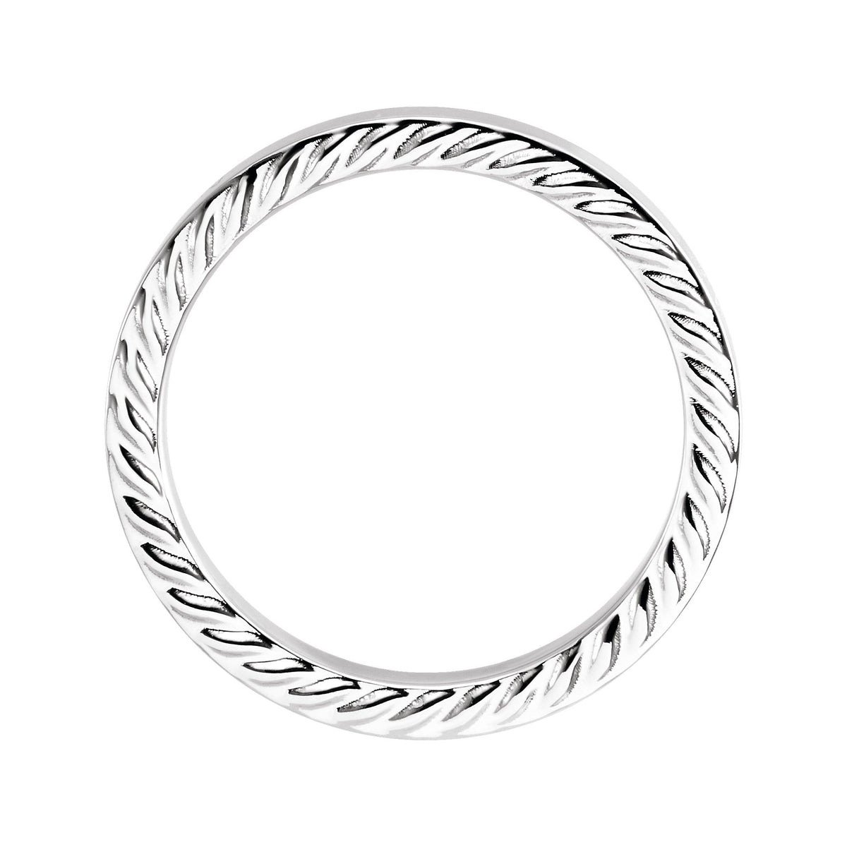 Rope Edge Flat Band in 14K Gold - 14K White Gold