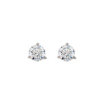 Round Diamond 3-Prong Cocktail-Style Stud Earrings in 14K Gold or Platinum - 14K White Gold