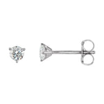 Round Diamond 3-Prong Cocktail-Style Stud Earrings in 14K Gold or Platinum - 14K White Gold