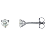 Round Diamond 3-Prong Cocktail-Style Stud Earrings in 14K Gold or Platinum - 14K White Gold