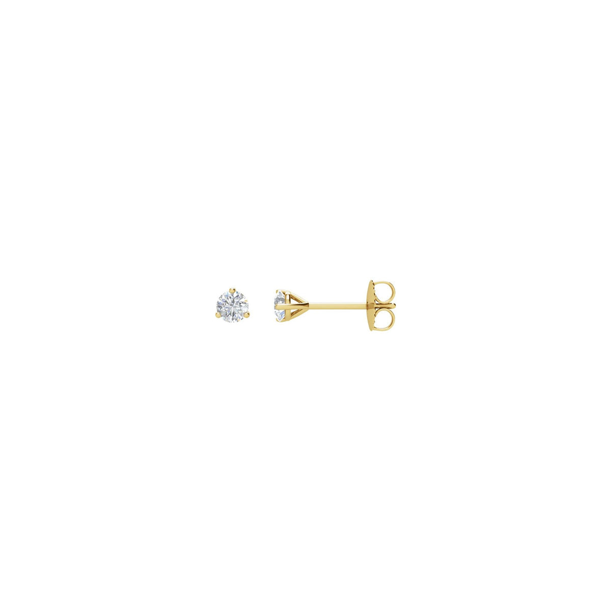 Round Diamond 3-Prong Cocktail-Style Stud Earrings in 14K Gold or Platinum - 14K Yellow Gold