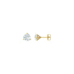 Round Diamond 3-Prong Cocktail-Style Stud Earrings in 14K Gold or Platinum - 14K Yellow Gold