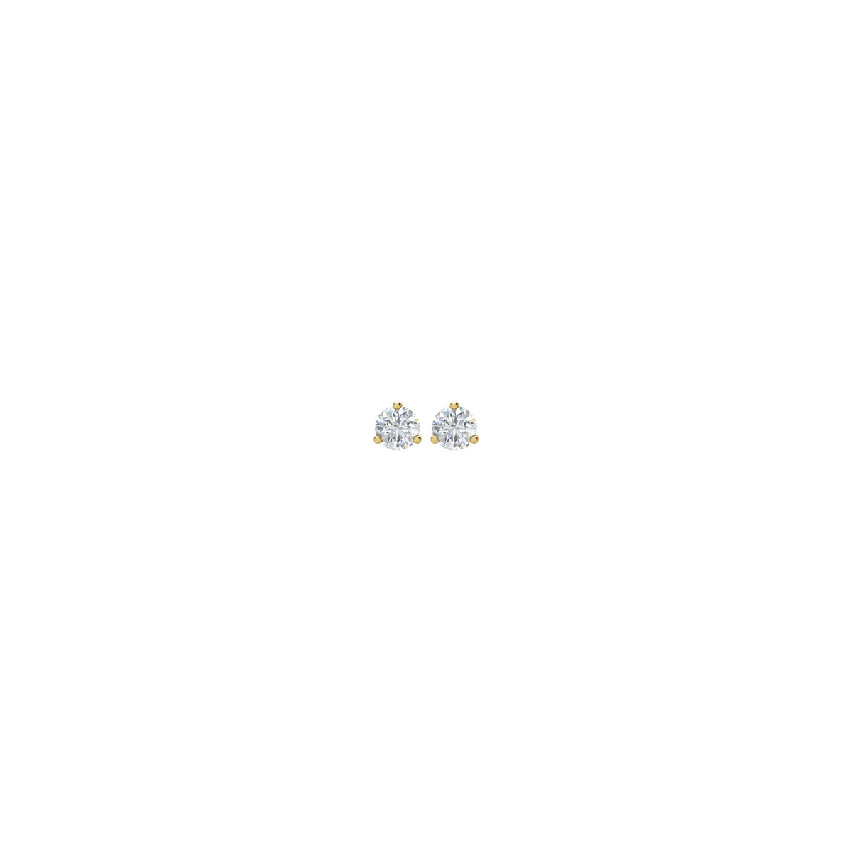 Round Diamond 3-Prong Cocktail-Style Stud Earrings in 14K Gold or Platinum - 14K Yellow Gold