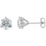 Round Diamond 3-Prong Cocktail-Style Stud Earrings in 14K Gold or Platinum - 14K White Gold