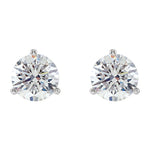 Round Diamond 3-Prong Cocktail-Style Stud Earrings in 14K Gold or Platinum - 14K White Gold