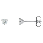 Round Diamond 3-Prong Cocktail-Style Stud Earrings in 14K Gold or Platinum - 14K White Gold