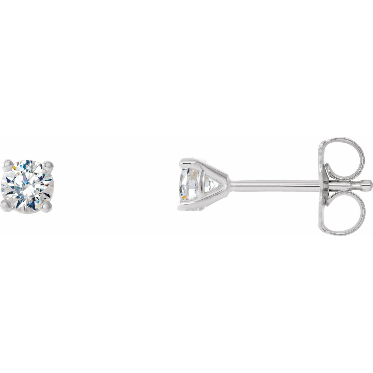 Round Diamond 4-Prong Cocktail-Style Stud Earrings in 14K Gold or Platinum - 14K White Gold