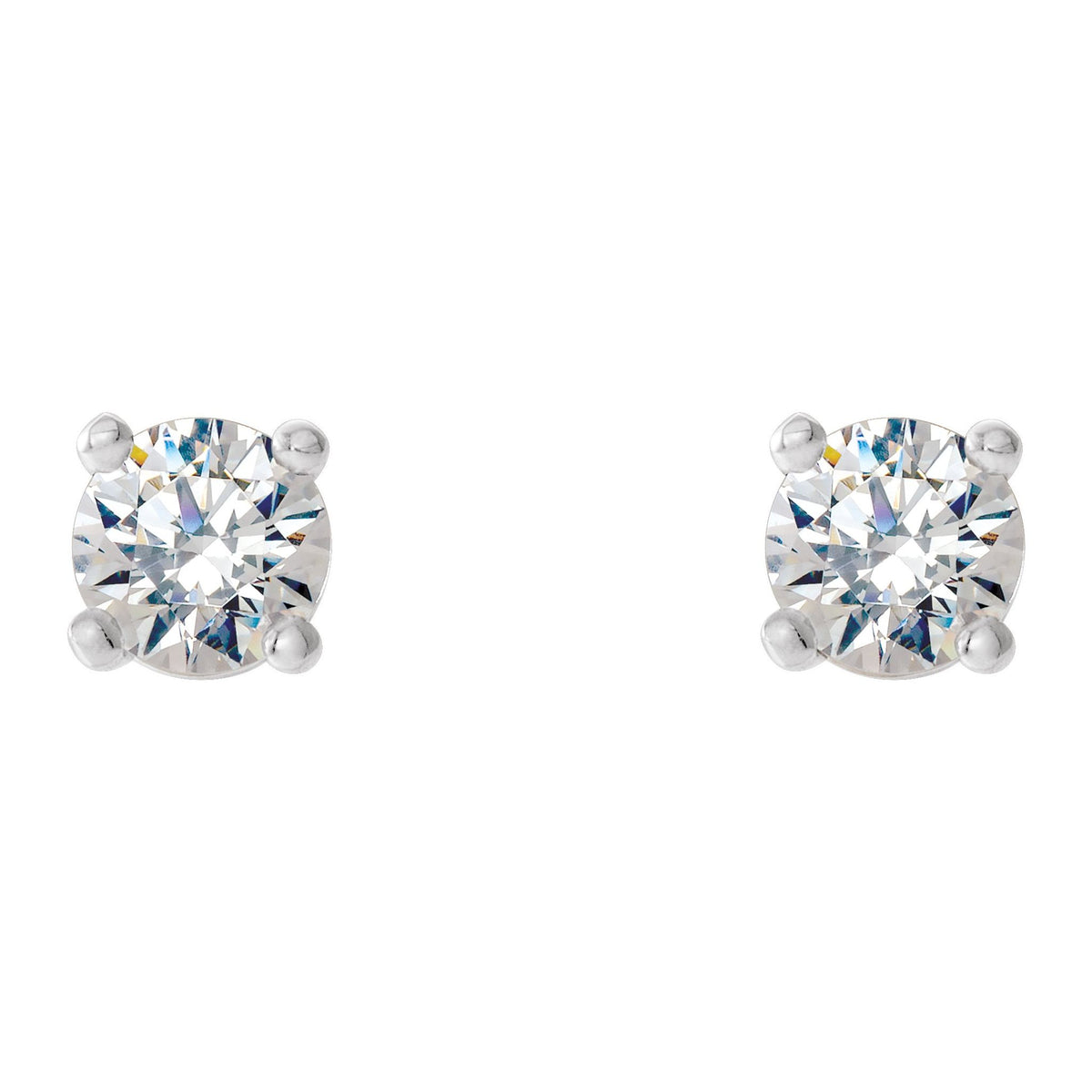 Round Diamond 4-Prong Cocktail-Style Stud Earrings in 14K Gold or Platinum - 14K White Gold