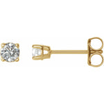 Round Diamond 4-Prong Lightweight Stud Earrings in 14K Gold or Platinum - 14K Yellow Gold