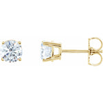 Round Diamond 4-Prong Lightweight Stud Earrings in 14K Gold or Platinum - 14K Yellow Gold