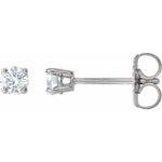 Round Diamond 4-Prong Lightweight Stud Earrings in 14K Gold or Platinum - 14K White Gold
