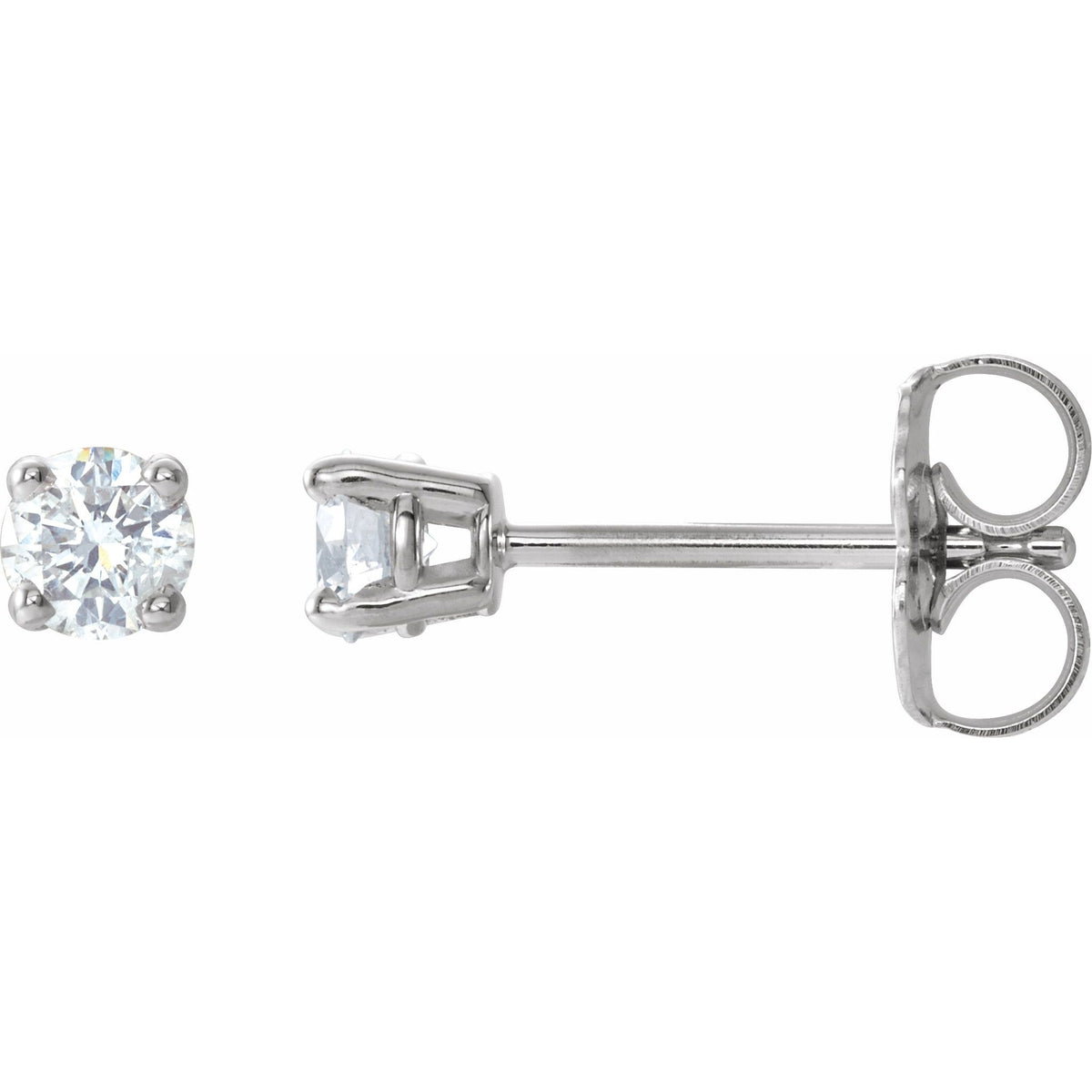 Round Diamond 4-Prong Lightweight Stud Earrings in 14K Gold or Platinum - 14K White Gold