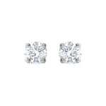 Round Diamond 4-Prong Lightweight Stud Earrings in 14K Gold or Platinum - 14K White Gold
