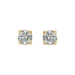 Round Diamond 4-Prong Lightweight Stud Earrings in 14K Gold or Platinum - 14K Yellow Gold