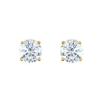 Round Diamond 4-Prong Lightweight Stud Earrings in 14K Gold or Platinum - 14K Yellow Gold