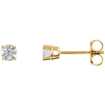 Round Diamond 4-Prong Lightweight Stud Earrings in 14K Gold or Platinum - 14K Yellow Gold