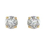 Round Diamond 4-Prong Lightweight Stud Earrings in 14K Gold or Platinum - 14K Yellow Gold