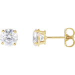 Round Diamond 4-Prong Lightweight Stud Earrings in 14K Gold or Platinum - 14K Yellow Gold