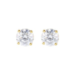 Round Diamond 4-Prong Lightweight Stud Earrings in 14K Gold or Platinum - 14K Yellow Gold