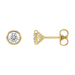 Round Diamond Bezel-Set Cocktail-Style Stud Earrings in 14K Gold - 14K Yellow Gold