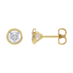 Round Diamond Bezel-Set Cocktail-Style Stud Earrings in 14K Gold - 14K Yellow Gold