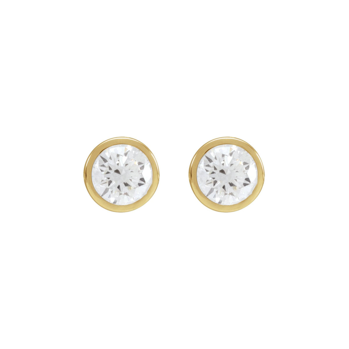 Round Diamond Bezel-Set Cocktail-Style Stud Earrings in 14K Gold - 14K Yellow Gold