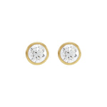 Round Diamond Bezel-Set Cocktail-Style Stud Earrings in 14K Gold - 14K Yellow Gold