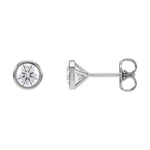 Round Diamond Bezel-Set Cocktail-Style Stud Earrings in 14K Gold - 14K White Gold