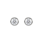 Round Diamond Bezel-Set Cocktail-Style Stud Earrings in 14K Gold - 14K White Gold