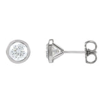 Round Diamond Bezel-Set Cocktail-Style Stud Earrings in 14K Gold - 14K White Gold